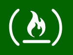 freeCodeCamp logo, som er en flamme i parentes.
